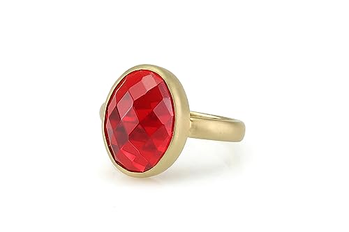 Bague au Rubis Ovale et Or Brossé | L'Élégance Colorée de Votre Quotidien
