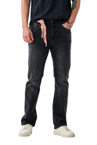 Image of SNITCH Men Casual Jeans | Straight Fit Mid Rise Solid Washed Pattern | Durable Cotton Blend & Stretchable Denim Fabric, Work & Social Outings
