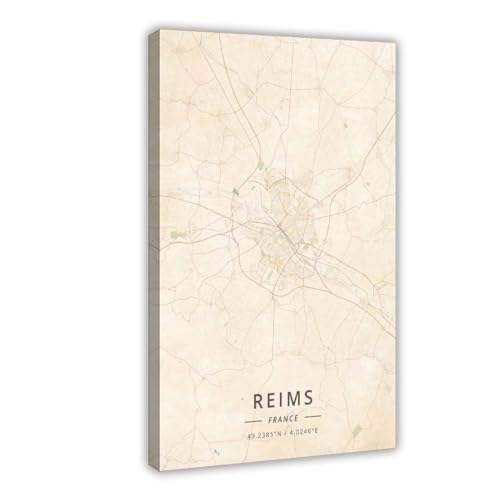 Generisch Reims Frankreich Stadtkarte Leinwandposter 60x90