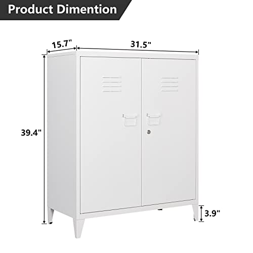 Lissimo Metal Storage Cabinet, Home Office Cabinet With Doors And Adjustable Shelves,Locking Cabinet With Adjustabl Leg Levelers Assembly Required (White) #TOP2