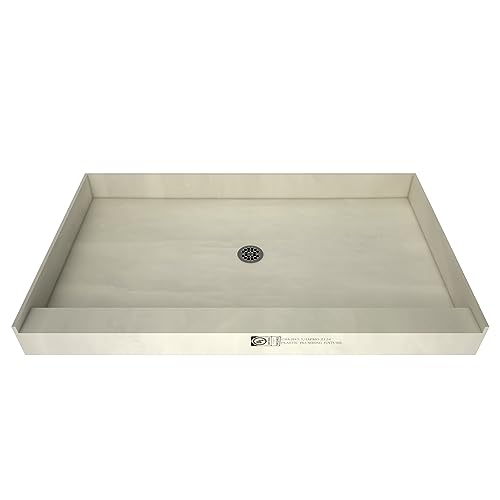 Tile Redi USA P3660C-PVC-BN Redi Base Shower Pan, 60" W x 36" D, Center Round Brushed Nickel Drain Plate by Tile Redi USA - Used condition - US$469.45