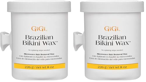 Image of Gigi Brazilian Bikini Wax Microwave Formula, Painless, Residue-Free Hard Wax for Coarse Hair, Perfect for Sensitive Areas, 8 Oz, (Pack of 2)