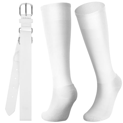 Image of Zhanmai Baseball Belt and Socks Combo, Adjustable Elastic Belt and Softball Socks, Multiple Sizes for Youth Boys Girls, Adult