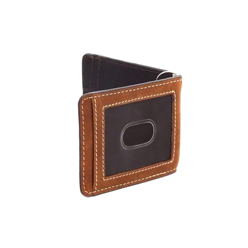 ARIAT Men's Leather Bifold Money Clip Wallet with American Flag Shield Embroidery3