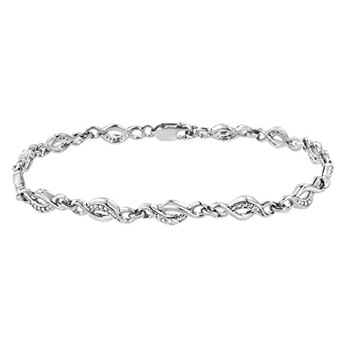 Haus of Brilliance .925 Sterling Silver Prong Set Diamond Accent Curved Spiral Link Bracelet (I-J Color, I3 Clarity) - 7.25"