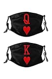 2PCS Queen and King Face Mask Balaclavas Couple Dustproof Washable Reusability with 4 Filters