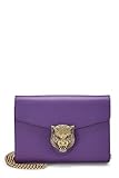 Gucci, Pre-Loved Purple Leather Tiger Head Animalier Wallet On Chain (WOC), Purple