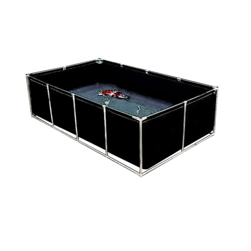 Moubhjd Großer Faltbarer Fischteich mit Edelstahlrahmen, PVC Plane&Ablassventil,Outdoor Aquarium für Zucht,...