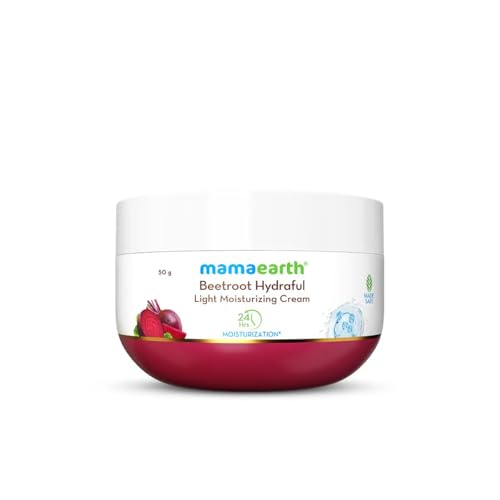 Image of Mamaearth Beetroot Hydraful Light Moisturizing Cream with Beetroot & Hyaluronic Acid for Hydrated Pink Glow - 50 g | 24 Hrs Long-lasting Moisturization | For Face, Hand & Body | Non-Greasy & Quick Absorbing