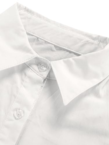 Image of Rooscier Women's Casual Shirt Dress Collar V Neck Button Down Short Sleeve Summer Mini Dresses
