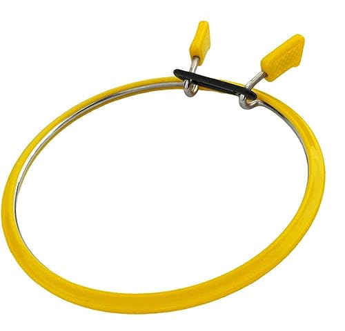 Nurge Metal Embroidery Hoops - Premium Spring Tension Embroidery Hoop for Cross Stitch - Durable Ring with Quick Release Safety Clip - Ideal for Crafters,Beginners & Professionals - Yellow - Medium