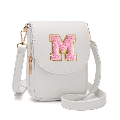 Image of Viverte Crossbody Purse for Teen Girls Small Initial Cell Phone Toddler Purse Leather Triple Compartment Crossbody Bags