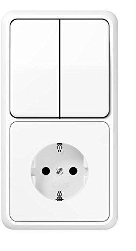Jung CD 500 Alpinweiß (1x Steckdose, 1x Serienschalter, 1x 2f Rahmen, 1x Wippe-Serie)