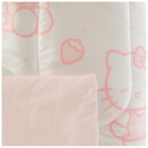 Hobby Lobby Hello Kitty Satin Comforter & Sham, Full/Queen, 100% Polyester, Machine Washable, Pink & White