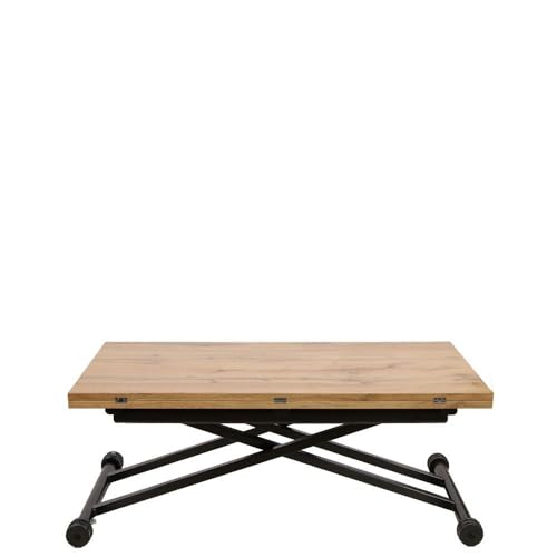 fanmuebles Mesa Centro Elevable Extensible Gijón 100x57 | Mesa Convertible En Mesa De Comedor con Apertura Tipo Libro Y Sistema Hidráulico | Mesa De Centro Elevable En MDF Roble