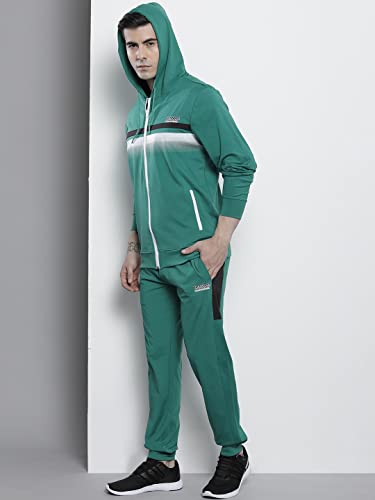 Image of The Indian Garage Co Men Regular Fit Placement Print Hooded Sweatshirt & Joggers Tracksuits