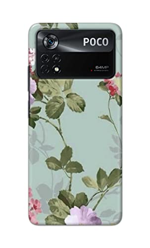 Image of Printed Hard Back Cover Case for Mi Poco X4 Pro 5G Back Cover (Floral Painting) -702