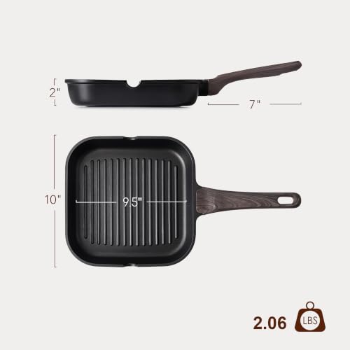 Image of SENSARTE Nonstick Grill Pan for Stove Tops, Versatile Griddle with Pour Spouts, Square Big Cooking Surface, Durable Skillet Indoor & Outdoor Grilling. PFOA Free, 9.5 Inch