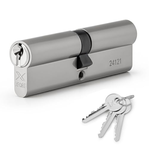 XFORT Chrome 40/55 Euro Cylinder Lock (95mm), UPVC Door Lock, 6 Pin Cylinder Lock with 3 Keys, PVC Door Lock, Euro Lock Cylinder, Barrel Lock for Front Door or Internal Door