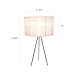 Simple Designs LT2006-WHT Brushed Nickel Tripod Table Lamp with Pleated Silk Sheer Shade, White