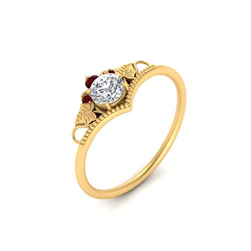 Bague de fiançailles plaqué or jaune bague vintage ronde avec pierre précieuse