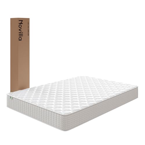 Novilla マットレス ダブル 硬め 極厚20cm ポケットコイル 硬さ180N 高反発 32D高密度 独立コイル580個 体圧分散 通気恒温 ベッドマットレス 寝返りサポート mattress 高級スプリング 静音 底付き感無し 高耐久性 並行配列 圧縮梱包 ホワイト 140&times;195&times;20cm