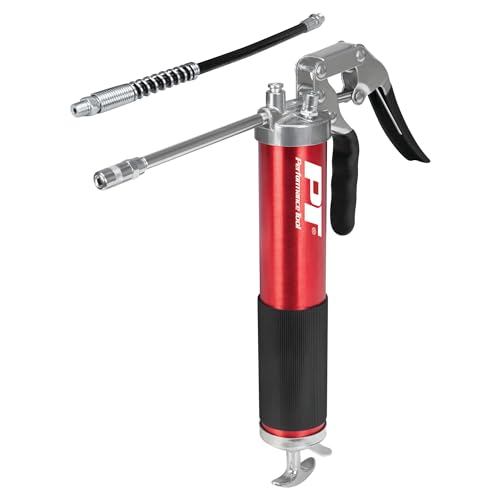 Image of Performance Tool W54291 Lightweight Pistol Grip Grease Gun with Anodized Aluminum Barrel, T-Handle, and 4-Jaw Coupler, Accepts 14 oz Cartridges