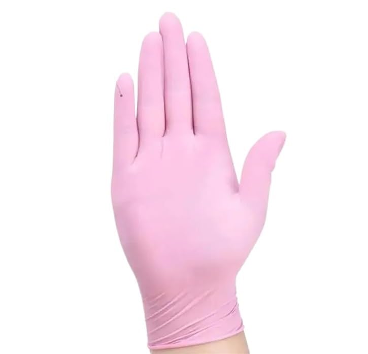 20/50/100 pezzi Guanti monouso in nitrile rosa antiscivolo for cucina, pulizia domestica, bellezza, parrucchiere, lavoro(Pink 100PCS,S)