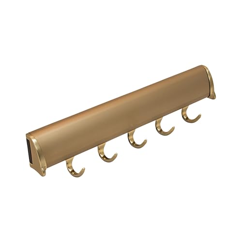 Brixwell QIJ0-001 Belt Rack, 5 Hook with Full Extension Slide Matt Gold Finish