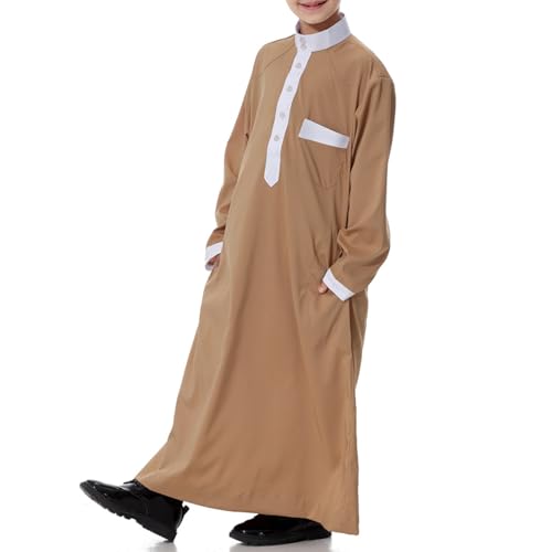 Arabic Thobe for Muslim Boys Eid Outfit Long Sleeve Kaftan Kids Prayer Dress Boys Muslim Thobe Ramadan Islamic Clothing2