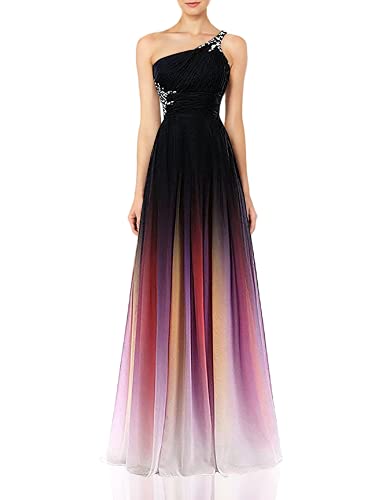 SUNVARY Laceshe Women's Colorful Gradient Prom Gown Long Sleeveless Chiffon Bridesmaid Formal Dresses Size 2- Pink3