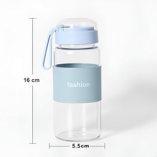 Image of Mini Water Bottle - Small Glass Water Bottle, 340ml Leak-proof Travel Bottle for Kids, Girls, Boys Double-Walled Bottle for Baby, Coffee, Office, School, Picnic (Multicolour)