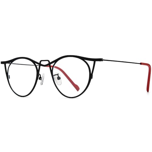 Image of FONEX Colorful Pure Titanium Glasses Frame Women Retro Round Eyeglasses F85782