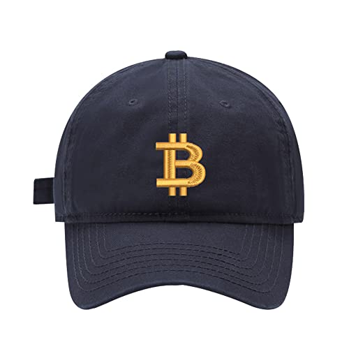 Mens Baseball Caps Bitcoin BTC Embroidered Adjustable Washed Cotton Dad Hat