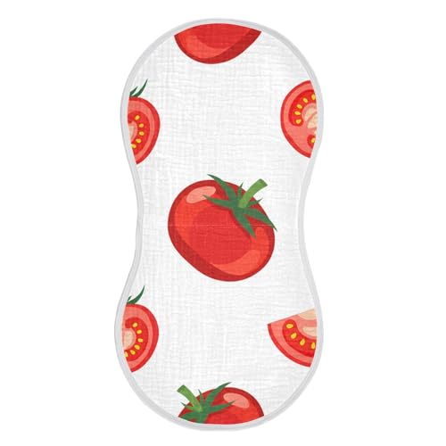 Muslin Burp Cloth for Baby 4PCS Red Tomatoes Super Absorbent Burping Cloths, Bibs for Newborn Boys Girls3