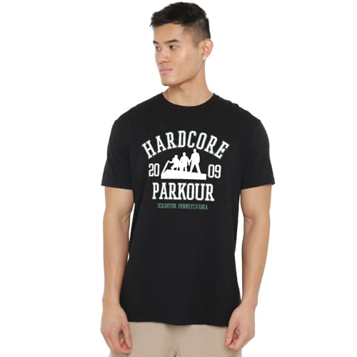 T-shirt imprimé homme The Office Hardcore Parkour en coton blanc classique