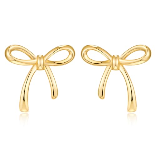 Gold Silver Bow Stud Earring for Women Simple Bow Jewelry Everyday Earrings 10mm-25mm