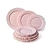 7,5 pulgadas 10,25 pulgadas plato de plástico duro platos irrompibles para la cena y platos de luz para ensalada (10,25 pulgadas de diámetro 26 cm placa rosa en relieve 6 piezas)