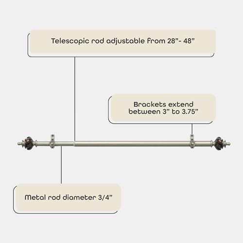 Image of Decorative Window Curtain Rods with Finials, 28 to 48 Inches, 0.75 Diameter - Camino Aspen - Lightweight & Easy to Install, Adjusts Telescopically to Fit Any Window by Achim Home Decor