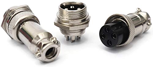 Image of Electronic spices 4 PIN Thread Male Female Panel Metal Aviation Wire Connector Plug CNC (4pin) PAIR OF 2