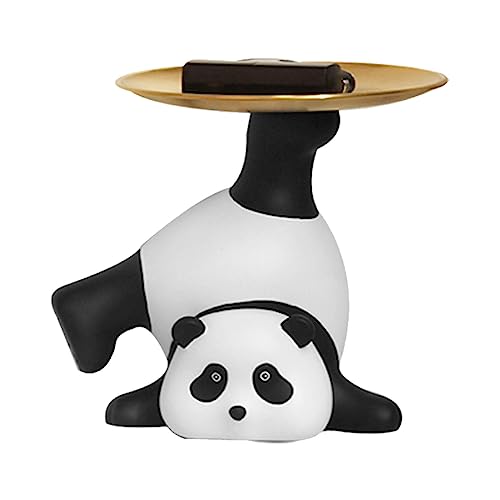 Bandeja para Servir Panda, Ornamentos Delicados para Armazenamento de Panda, Resina Viva e Fofa para
