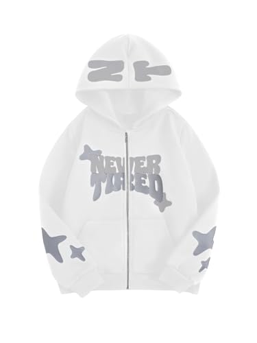 Image of SOLY HUX Boy's Zip Up Hoodies Y2k Letter Graphic Sweatshirt