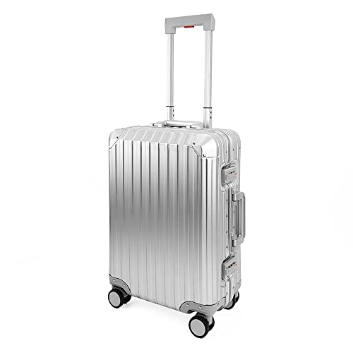 All Aluminum Luggage Suitcase 3 Sizes (20",26",29") TSA Lock Carry On Silver, Gray, Gold, Black with Cover (Silver, Double Set 20",28")4