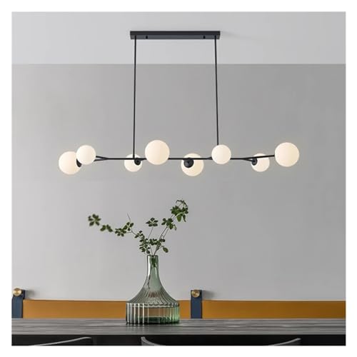 Lustre table à manger moderne LED, suspension de plafond boule de verre et dorée 110 cm
