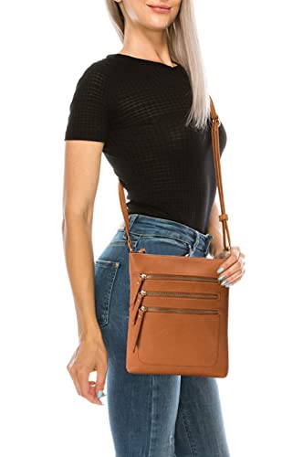 Image of Solene Crossbody Bag Functional Multi Pocket Messenger Purse Top Zip Closure Shoulder Handbag With Adjustable Strap