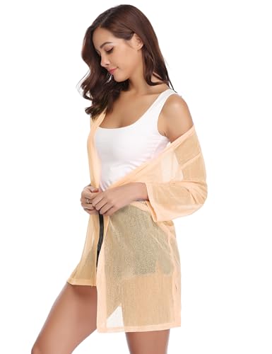 Image of iClosam Women Casual 3 /4 Sleeve Sheer Open Front Cardigan Sweater Kimono