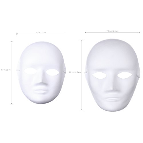 OULII Full Face DIY Mask Halloween Blank Painting Mask Cosplay for Masquerade Halloween Party Favors (6pcs Male and 6pcs Female)