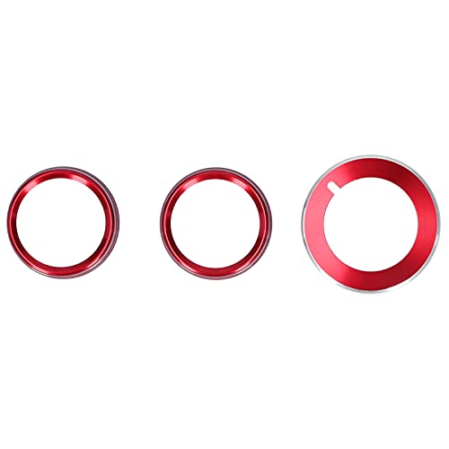 Yctze Embellecedores de Perilla de Faro de Aire Acondicionado, Adornos Decorativos de Aleación de Aluminio Rojo Brillante, 3 Piezas para 2015-2020