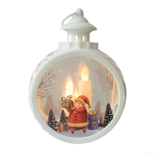 Qualoramall Farol de Navidad de Navidad, vintage, decorativo, Papá Noel, muñeco de nieve, lámparas colgantes, funciona con pilas, luz LED sin llama para decoración de vacaciones de jardín (anciano