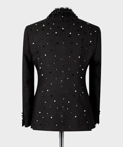 Men Sequined Tuxedo Jacket, Black, Embellished with Beads and Sequins Single Breasted3